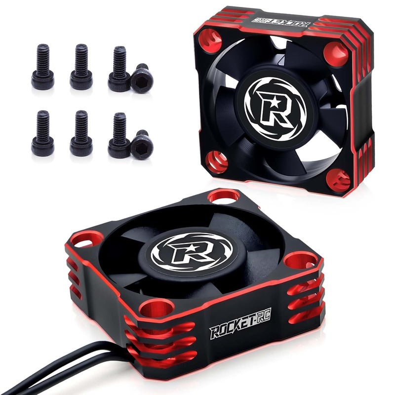 SURPASS HOBBY 2Pack Motor Cooling Fan,28000RPM ESC Cooling Fan,HeatSink for 1/8 1/10 1/12 Scale Car 540 550 Brushless Motor (Black Red) - Image 1